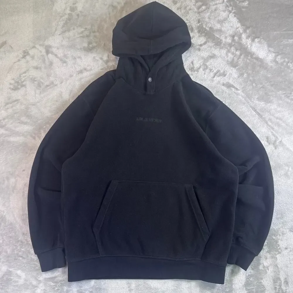 Jordan Essential Black Pullover Hoodie Embroidered Logo Fleece Size M